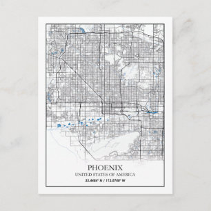 Phoenix Arizona USA Travel City Map Postcard