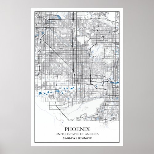 Phoenix Arizona USA Travel City Map Poster