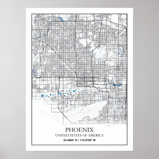 Phoenix Arizona USA Travel City Map Poster (Front)