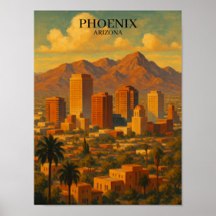 Phoenix Arizona Vintage Travel – Desert Skyline Poster