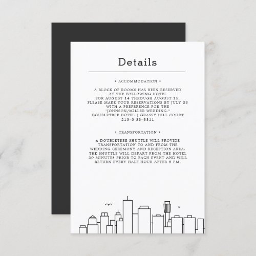 Phoenix Arizona Wedding  Guest Details Invitation