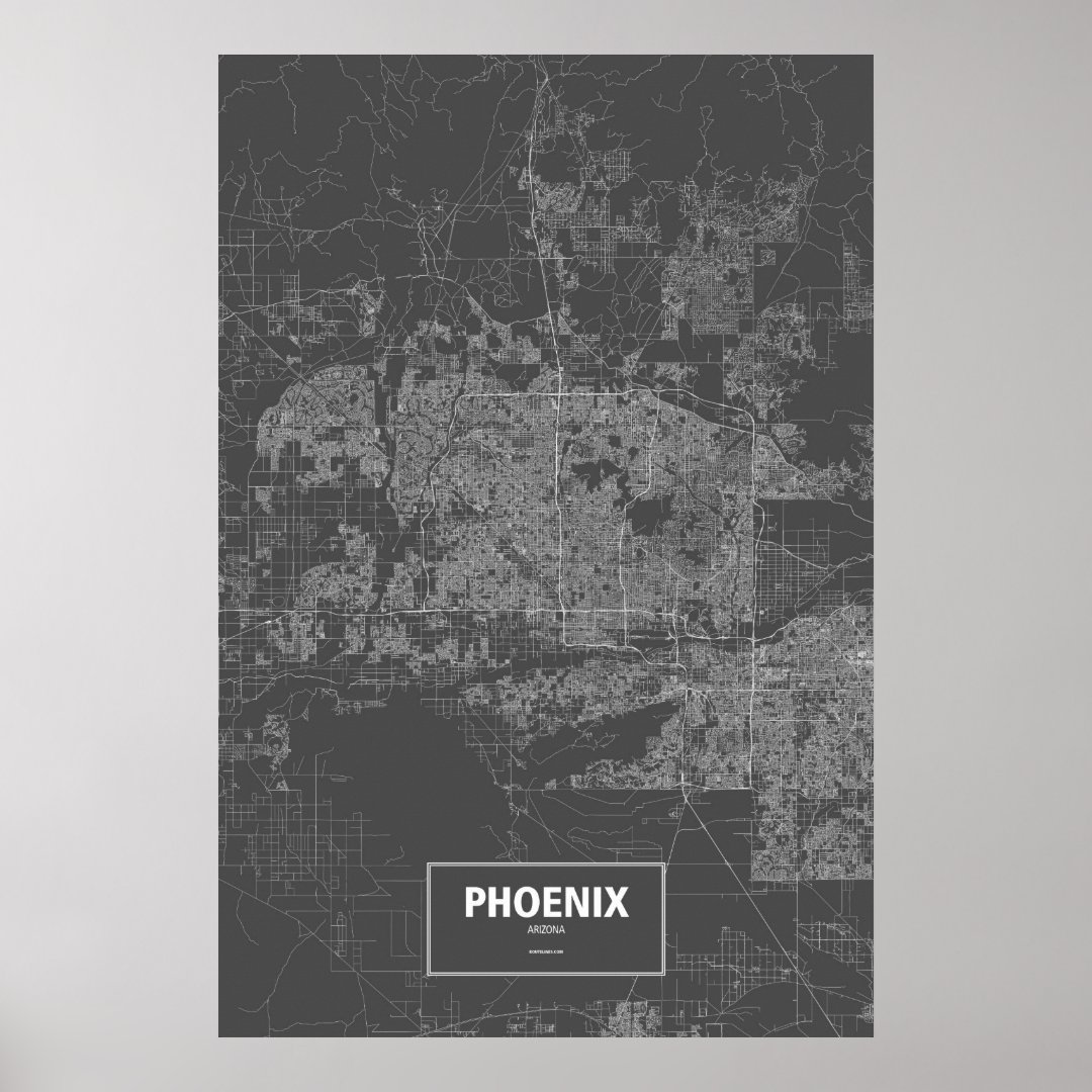 Phoenix, Arizona (white on black) Poster | Zazzle