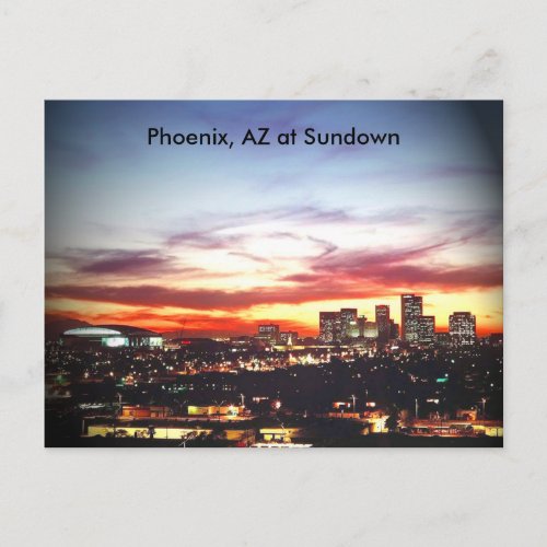 Phoenix AZ at Sundown Postcard