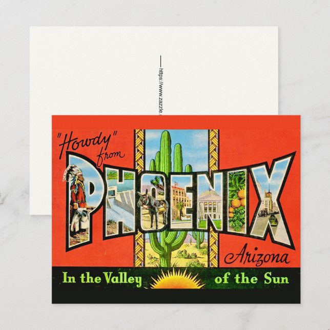 Phoenix AZ Retro Postcard (Front/Back)