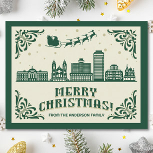 Phoenix, AZ Skyline Christmas Holiday Postcard
