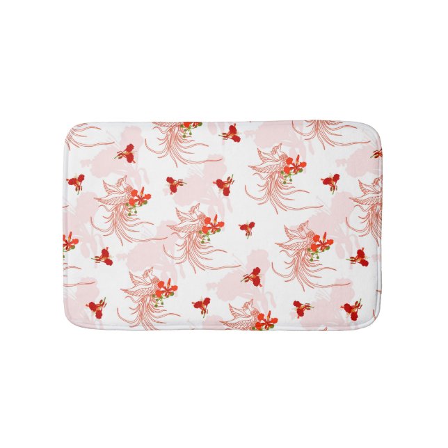 Phoenix Bird And Phoenix Flower Seamless Pattern Bath Mat (Front)