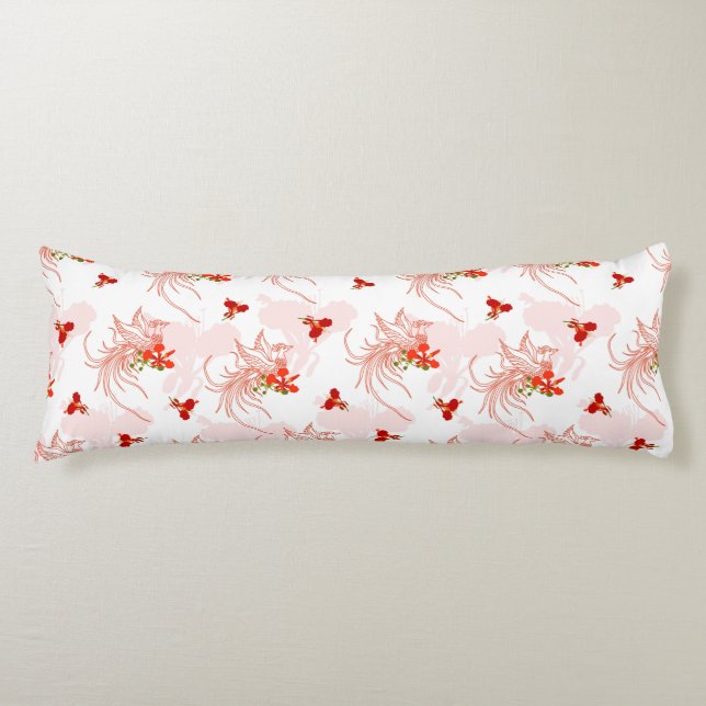 Phoenix Bird And Phoenix Flower Seamless Pattern Body Pillow (Front)