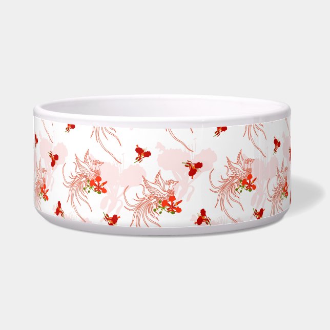 Phoenix Bird And Phoenix Flower Seamless Pattern Bowl (Front)