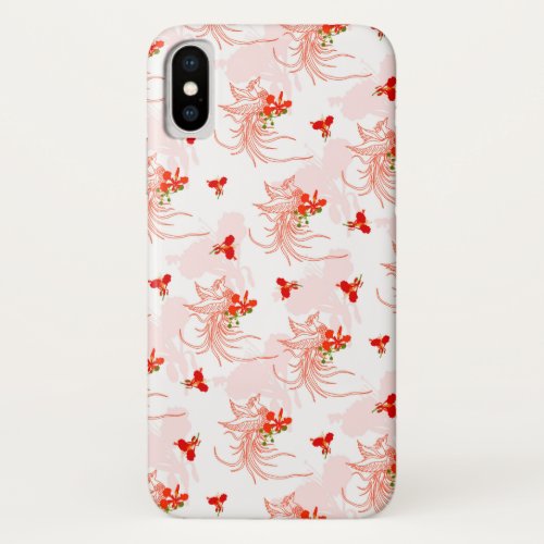 Phoenix Bird And Phoenix Flower Seamless Pattern iPhone X Case