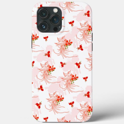 Phoenix Bird And Phoenix Flower Seamless Pattern iPhone 13 Pro Max Case