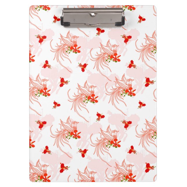 Phoenix Bird And Phoenix Flower Seamless Pattern Clipboard (Front)
