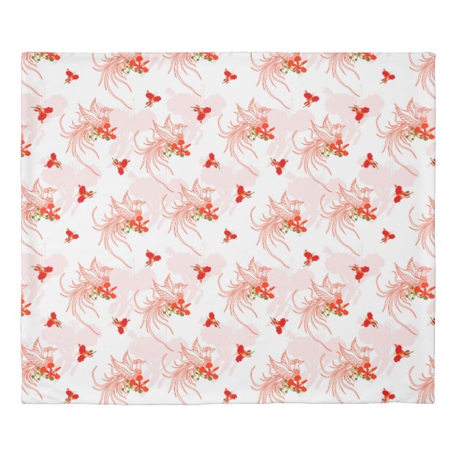 Phoenix Bird And Phoenix Flower Seamless Pattern Duvet Cover (Front)