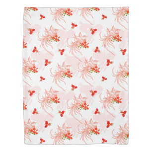 Phoenix Bird And Phoenix Flower Seamless Pattern Duvet Cover