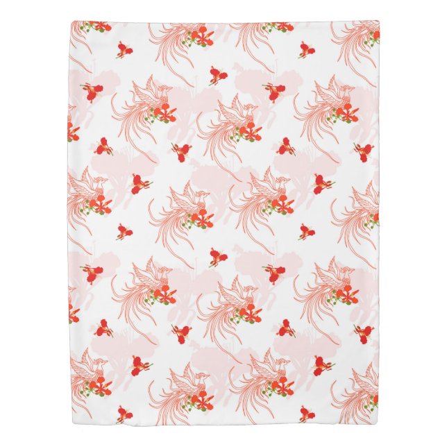 Phoenix Bird And Phoenix Flower Seamless Pattern Duvet Cover (Front)