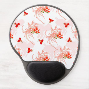 Phoenix Bird And Phoenix Flower Seamless Pattern Gel Mouse Pad