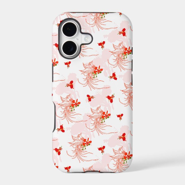 Phoenix Bird And Phoenix Flower Seamless Pattern Iphone Case (Back)