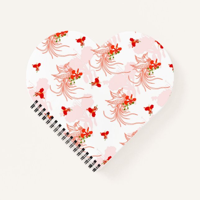 Phoenix Bird And Phoenix Flower Seamless Pattern Notebook (Front)