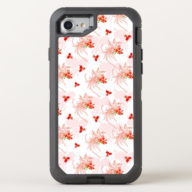 Phoenix Bird And Phoenix Flower Seamless Pattern Otterbox iPhone Case (Back)