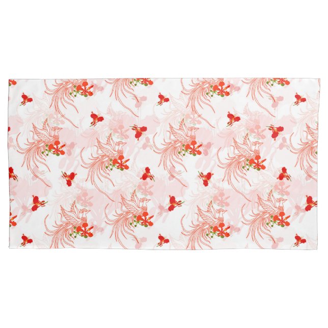 Phoenix Bird And Phoenix Flower Seamless Pattern Pillow Case (Front-Left)