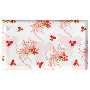 Phoenix Bird And Phoenix Flower Seamless Pattern Place Card Holder