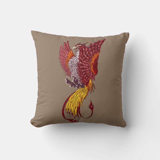 Phoenix Bird Art Throw Pillow (Front)