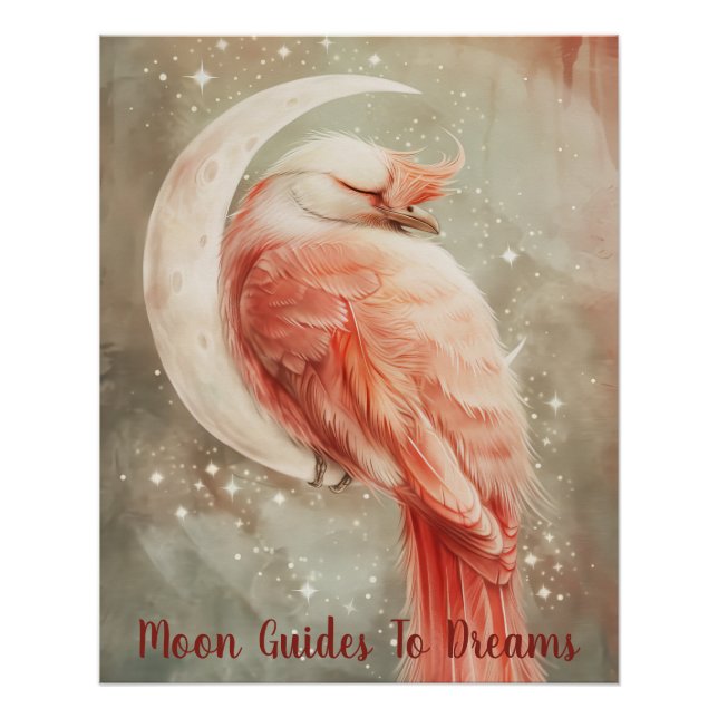Phoenix bird baby sleeping on Moon Poster (Front)