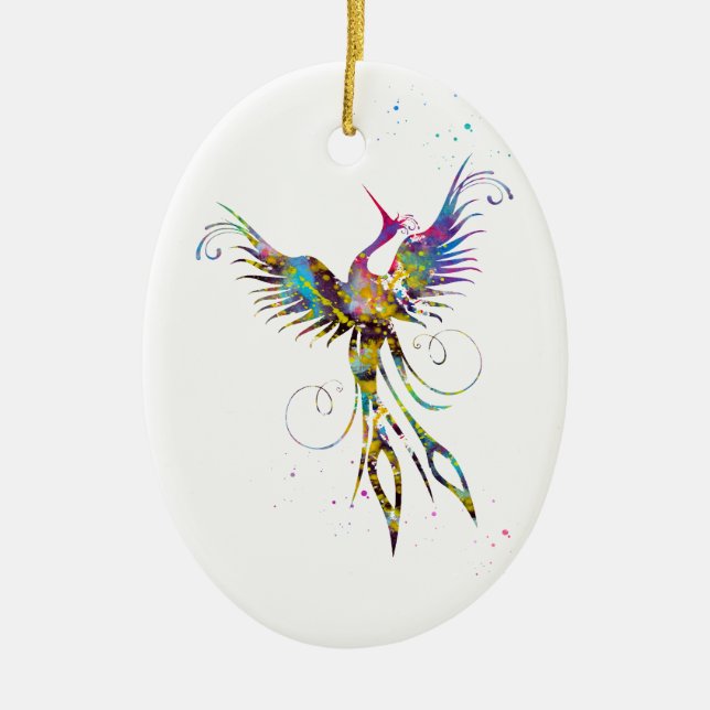 Phoenix bird ceramic ornament (Front)