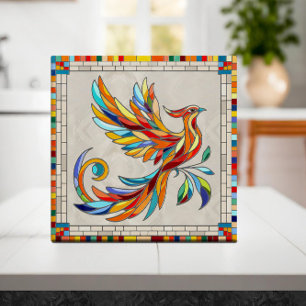 Phoenix Bird - colorful mosaic art Ceramic Tile