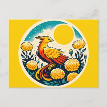 Phoenix Bird Firey Marigolds                       Postcard by BoogieMonst at Zazzle