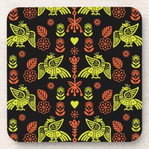 Phoenix Bird Folk Art Print Beverage Coaster