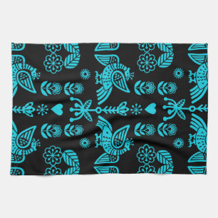 Phoenix Bird Folk Art Print Kitchen Towel