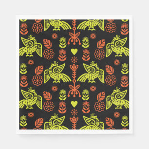 Phoenix Bird Folk Art Print Napkins