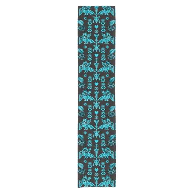 Phoenix Bird Folk Art Print Short Table Runner (Front)