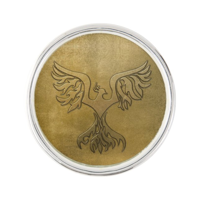 Phoenix Bird Gold Embossed Pin (Front)