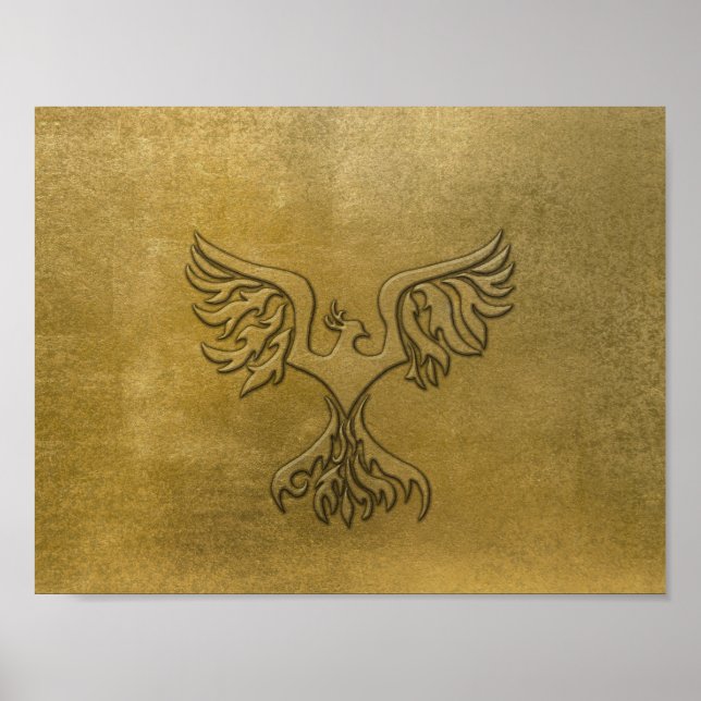 Phoenix Bird Gold Embossed Poster (Front)