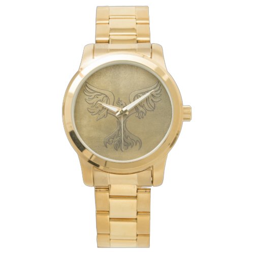 Phoenix Bird Gold Embossed Watch