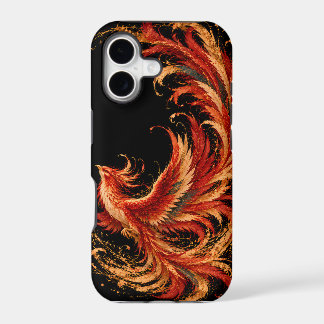Phoenix Bird in Red and Gold – Black Fantasy Art iPhone 17 Case