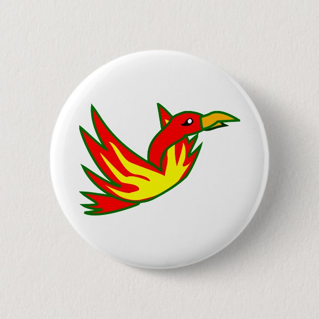 Phoenix Bird Of Fire Mythical Fire Bird Flaming Button (Front)