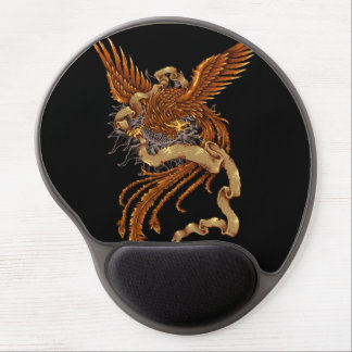 Phoenix Bird on Black Gel Mousepad