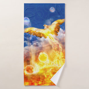 Phoenix Bird RISE ABOVE YOUR TROUBLES Bath Towel