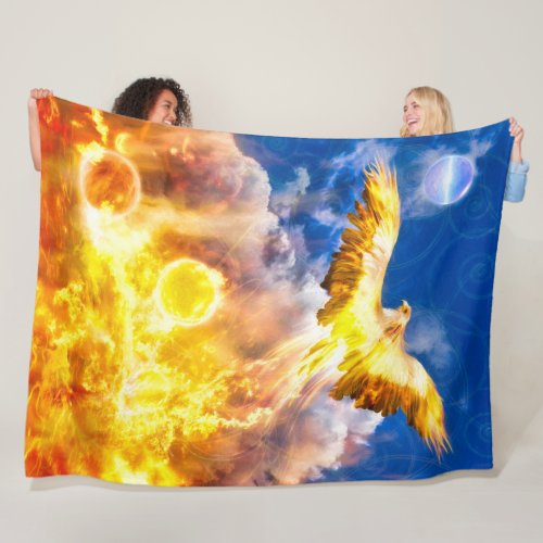 Phoenix Bird RISE ABOVE YOUR TROUBLES Fleece Blanket