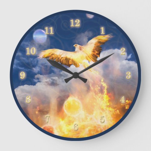 Phoenix Bird RISE ABOVE YOUR TROUBLES Large Clock