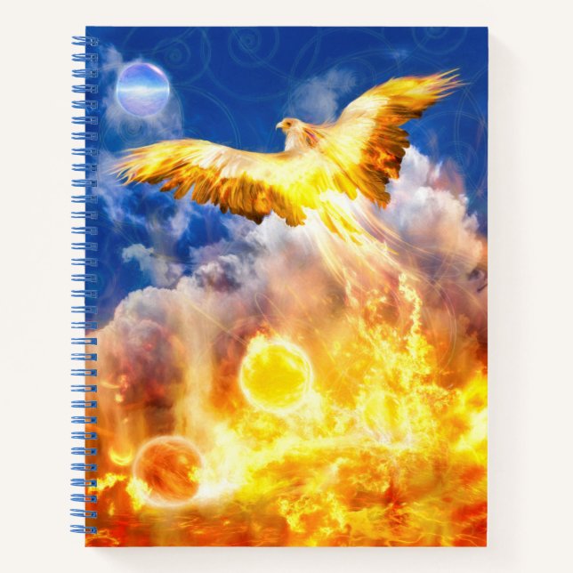 Phoenix Bird RISE ABOVE YOUR TROUBLES Notebook (Front)