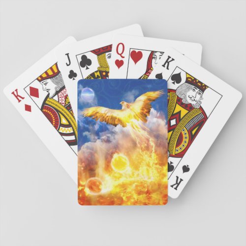 Phoenix Bird RISE ABOVE YOUR TROUBLES Playing Cards