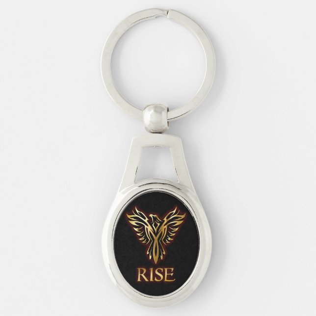 Phoenix Bird Rise Oval Keychain (Front)