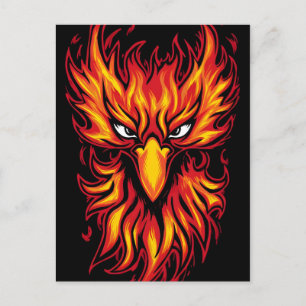 Phoenix Bird With Fiery Flames Graphic Art Design Postcard