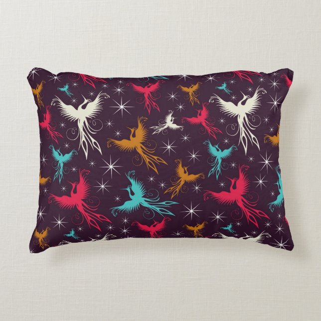 Phoenix Birds Figure Pattern Accent Pillow (Front)