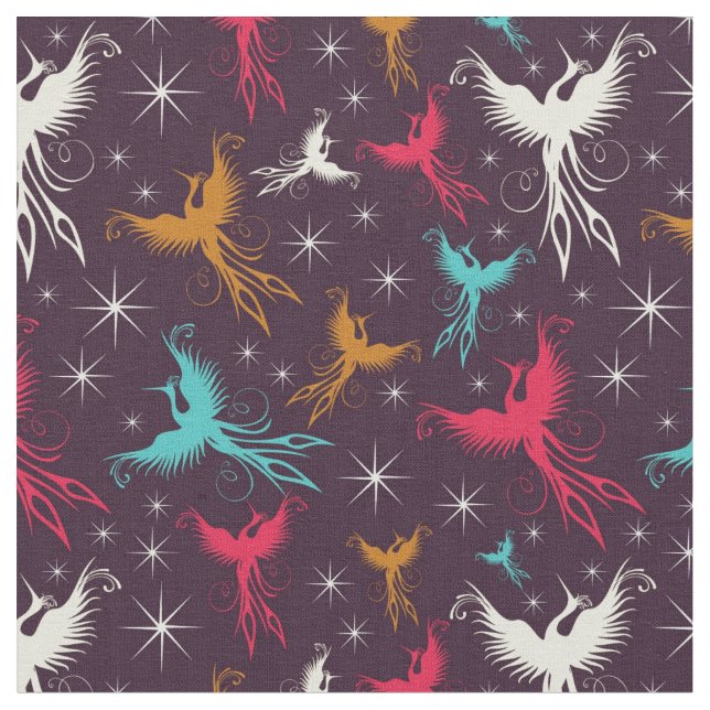 Phoenix Birds Figure Pattern Fabric (Close Up)