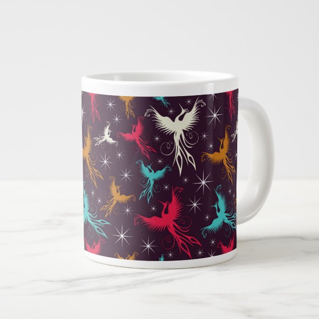 Phoenix Birds Figure Pattern Giant Coffee Mug (Front Right)