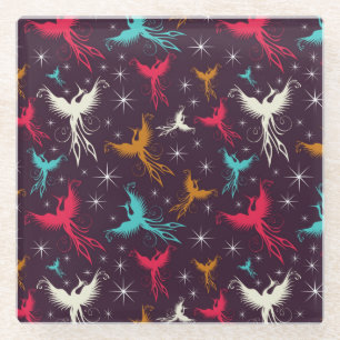 Phoenix Birds Figure Pattern Glass Coaster